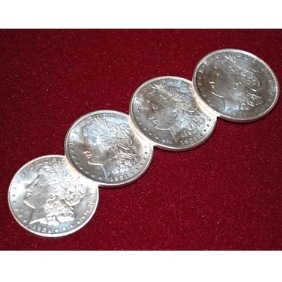 Four Multiple Shells & Coin Set -1921 Morgan Dollar by Kreis